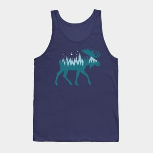 Moose Silhouette - Moose Wildlife Forest - Retro Moose Lover Tank Top